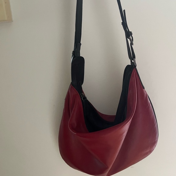 90s Red Leather Shoulder Bag - Picture 1 of 5